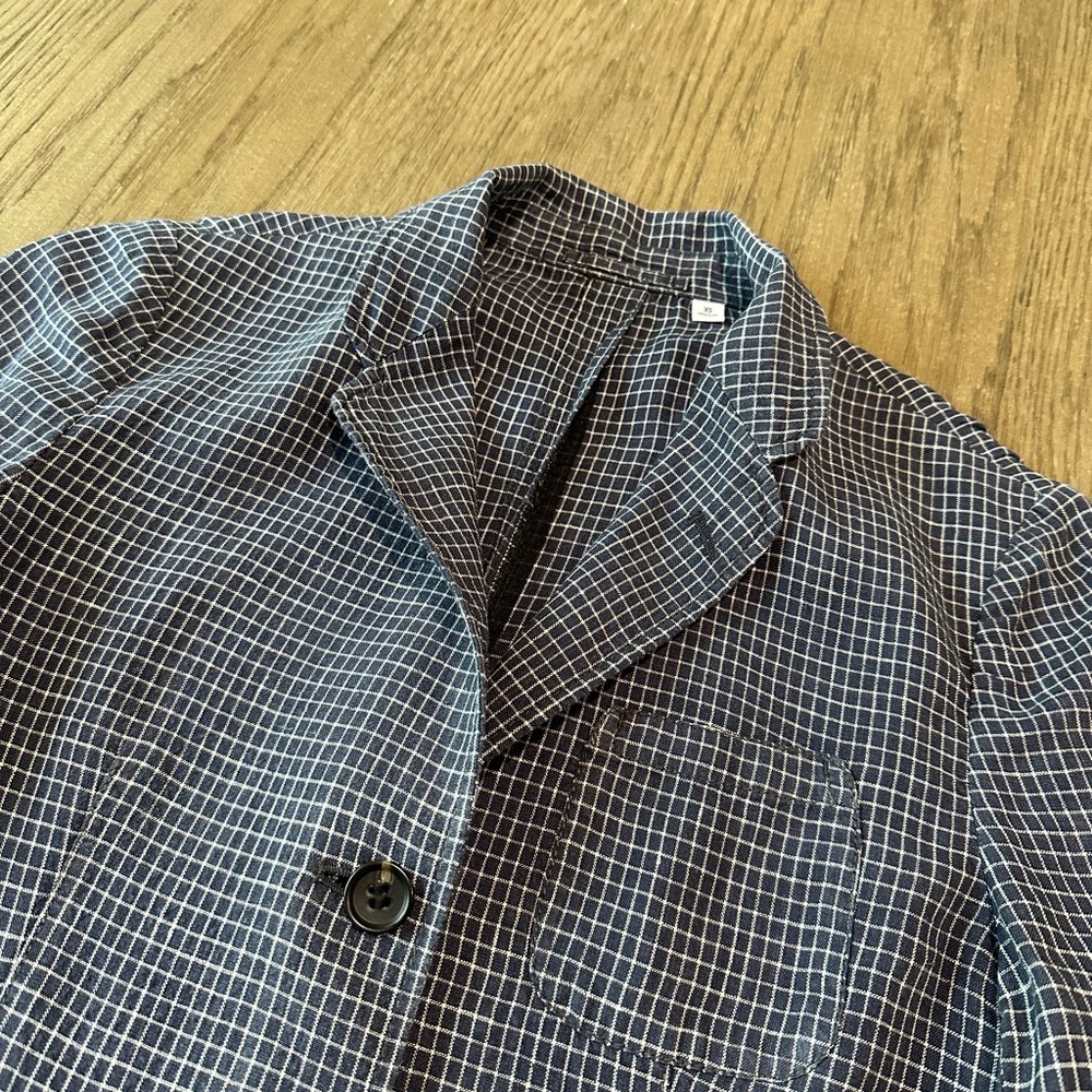 Ines De La Fressange 100% Linen Blazer Size XS Navy and white checkered - Picture 5 of 10